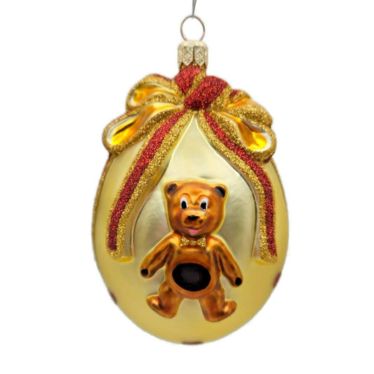Patricia Breen Caseys Egg Hearts Teddy Bear Ribbon Gold Christmas Tree Ornament