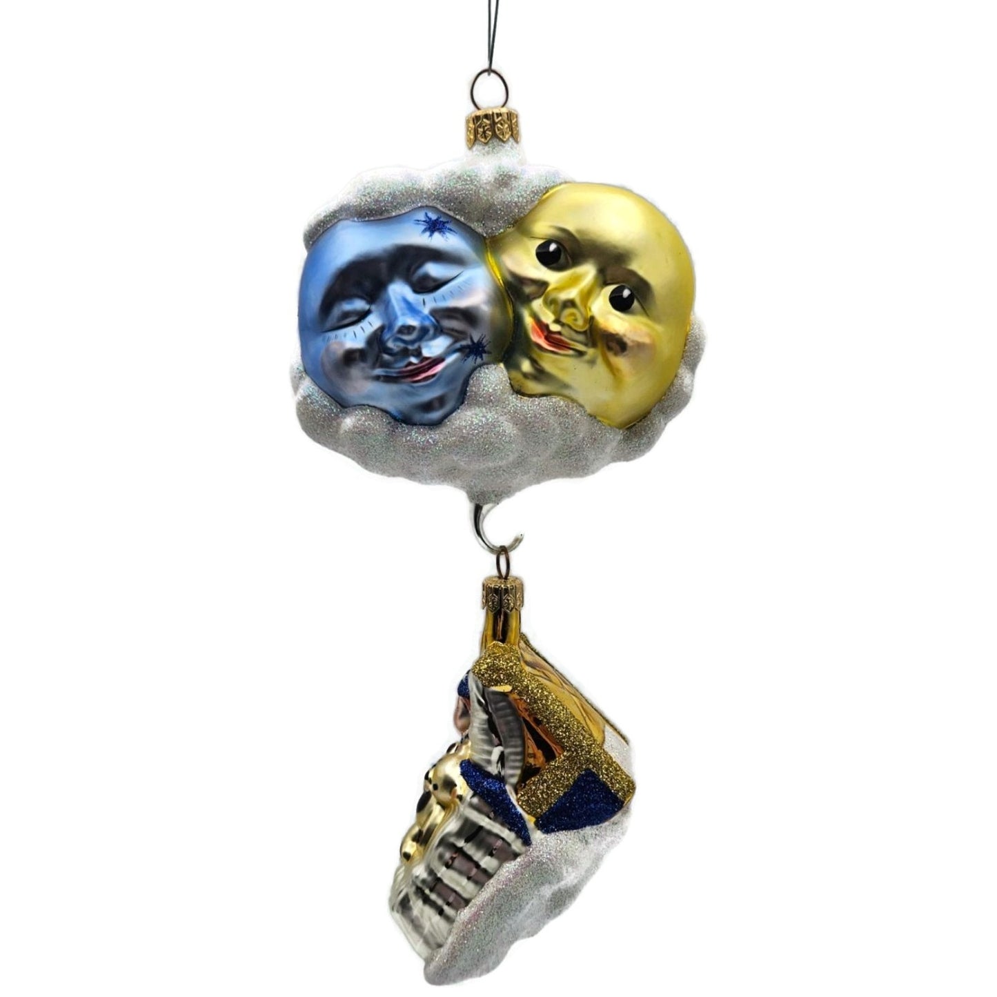 Patricia Breen Sweet Dreams Pearl Bed Gold Trim Moon Sun Christmas Tree Ornament