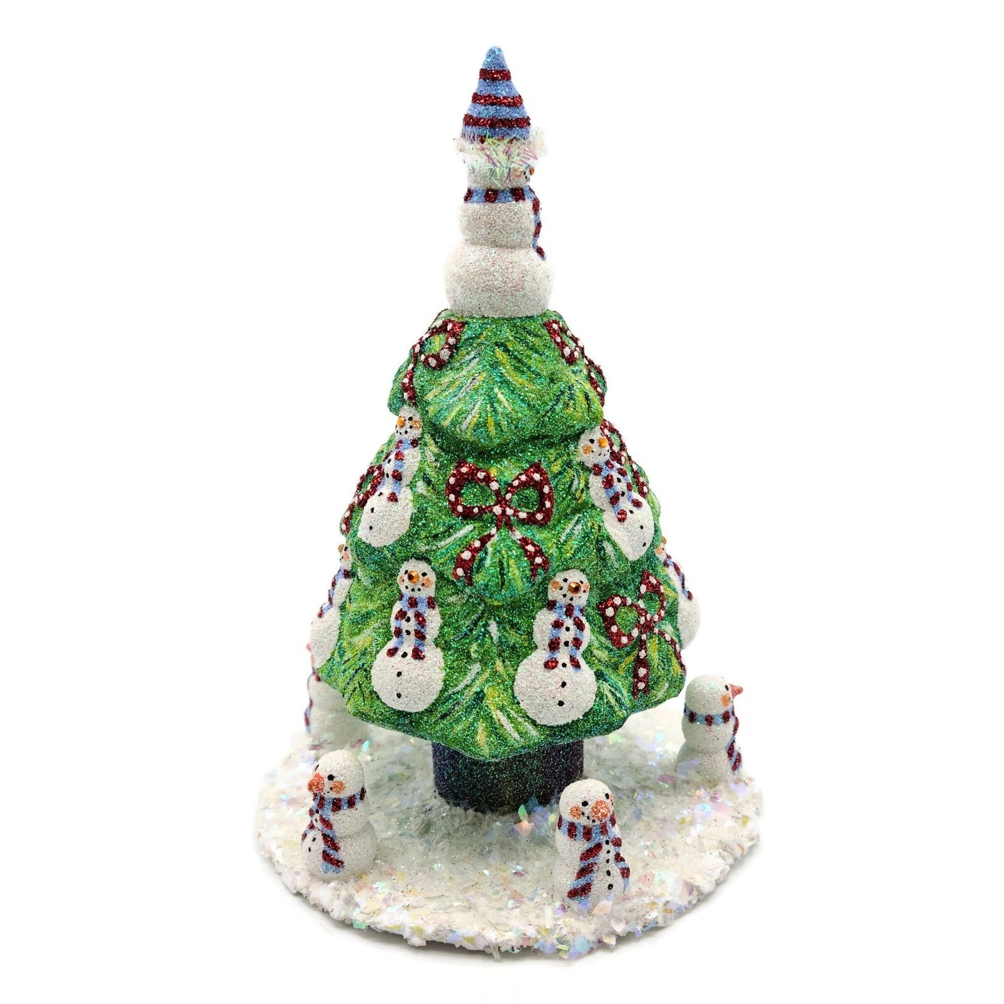 Patricia Breen Snowman Topiary Blue Red Stripe Free Standing Christmas Ornament