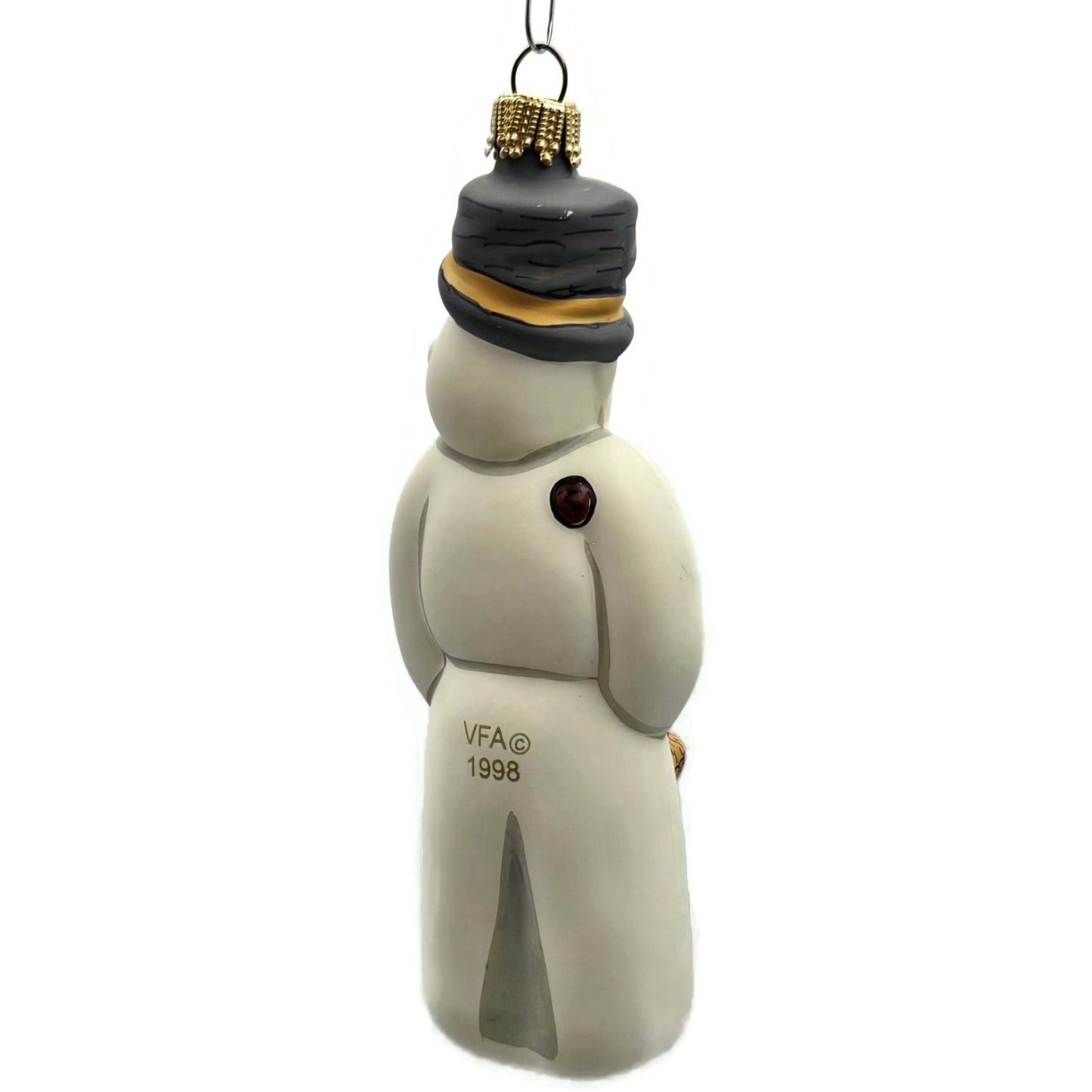 Vaillancourt Ornament Snowman with Ears Broom Chalkware Christmas Tree Decor