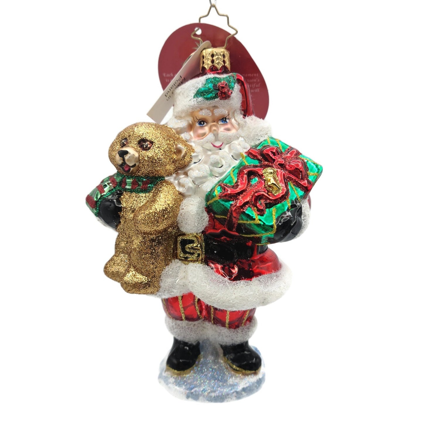 Christopher Radko The Gift of Teddy 1020617 Santa Claus Christmas Tree Ornament