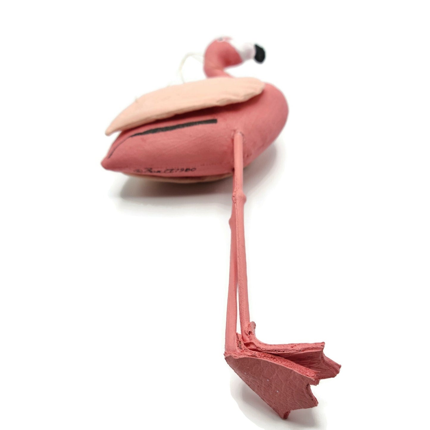 Gladys Boalt Pink Flamingo Handmade Bird Fabric Signed Christmas Tree Ornament