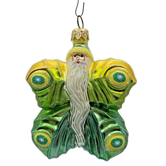 Patricia Breen Flutterby Santa Claus Yellow Green Spring Christmas Tree Ornament