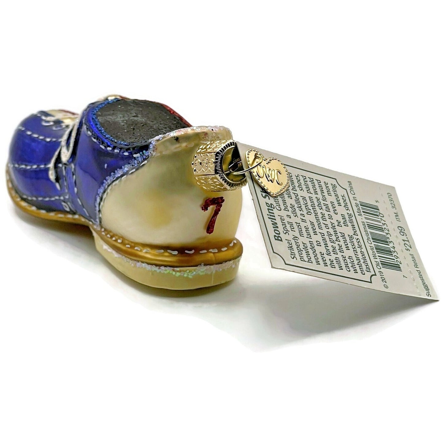 OWC Bowling Shoes Red Blue Gold Lace Up Ornament Old World Christmas Tree Decor