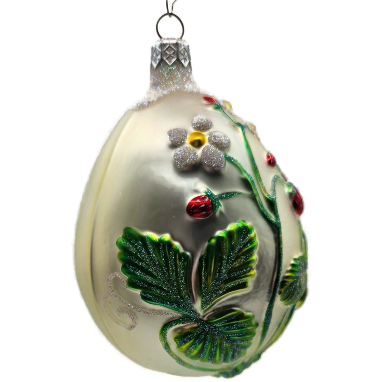 Patricia Breen Strawberry Egg Matte Pearl Easter Spring Christmas Tree Ornament