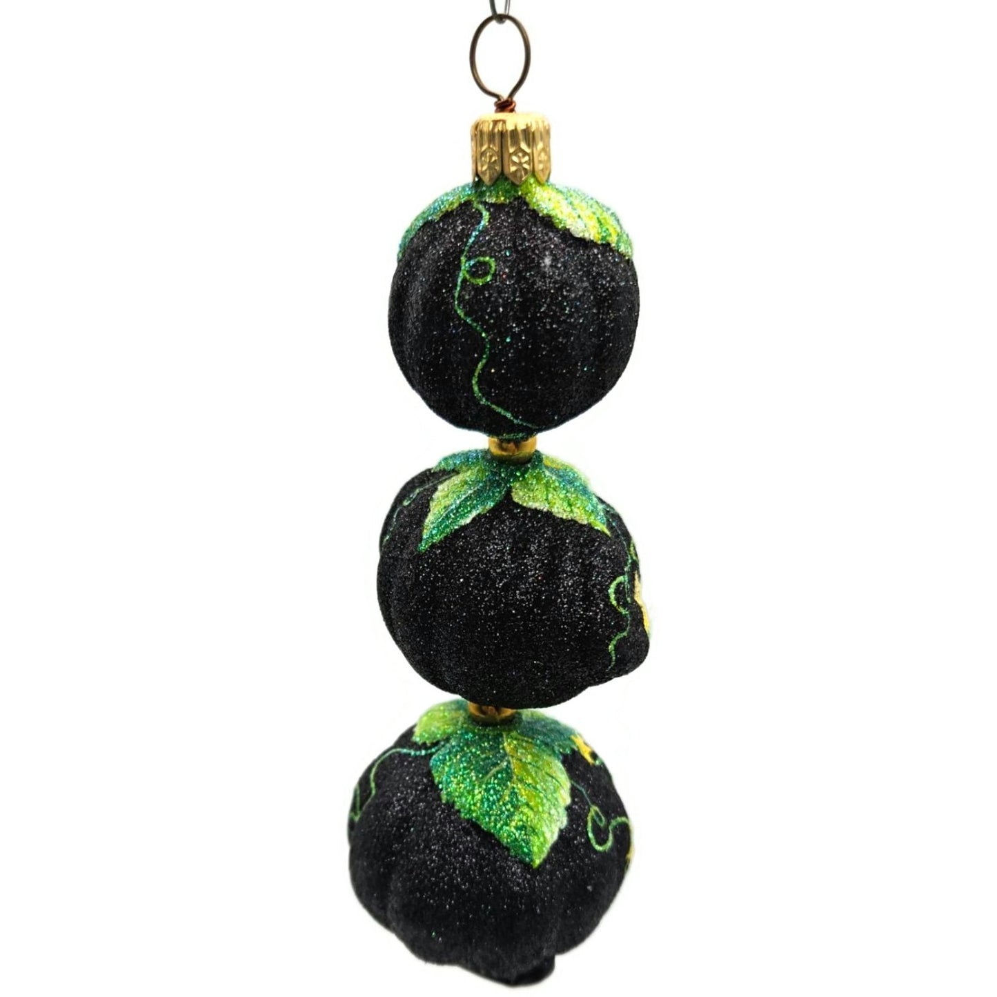 Patricia Breen Kinetic Pumpkinman Black Halloween Christmas Glittered Ornament