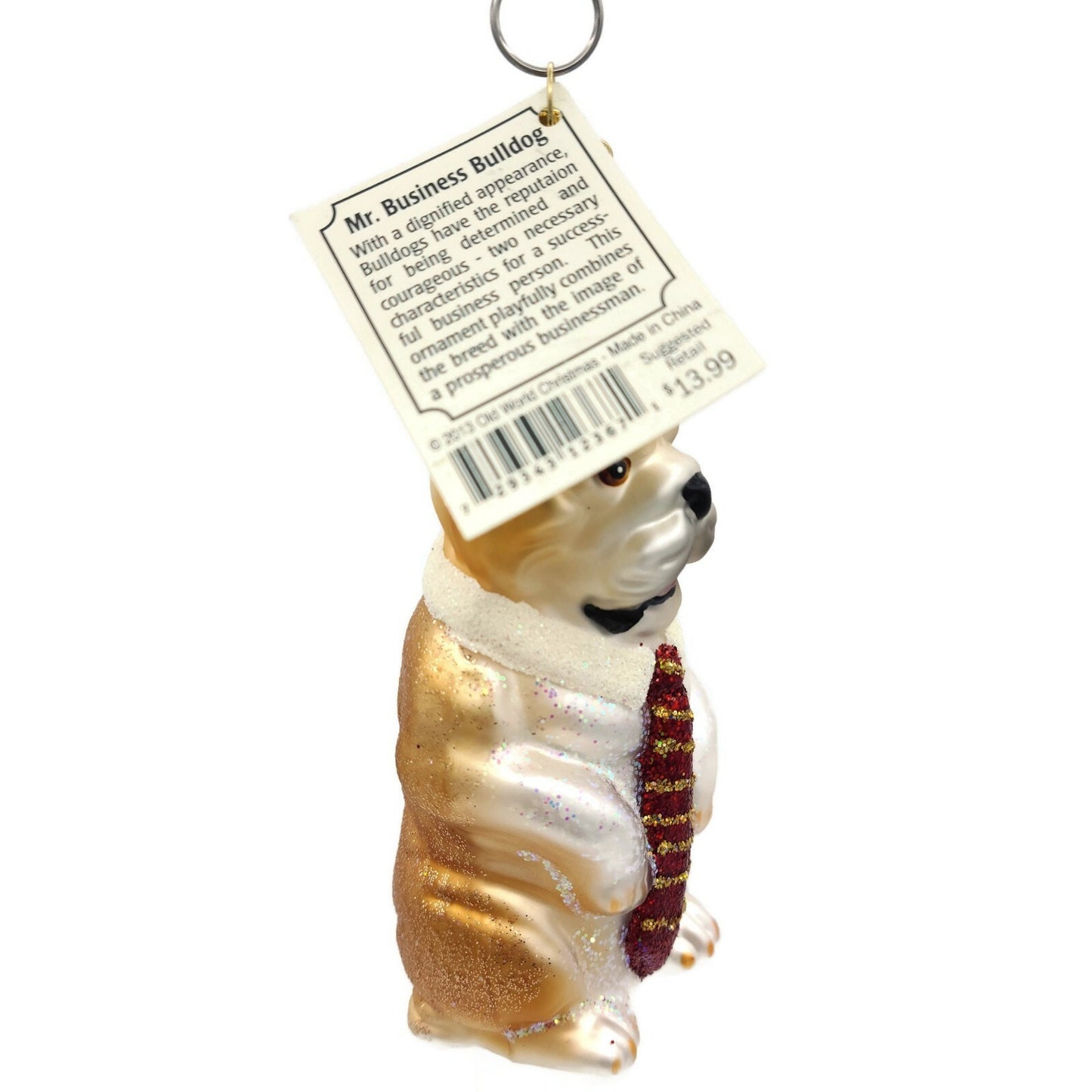 Old World Christmas Mr. Business Bulldog Pet Hat Christmas Tree Ornament OWC