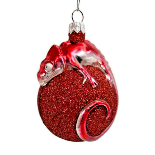 Ornament Patricia Breen Chameleon Red Glitter Blown Glass Christmas Holiday Tree