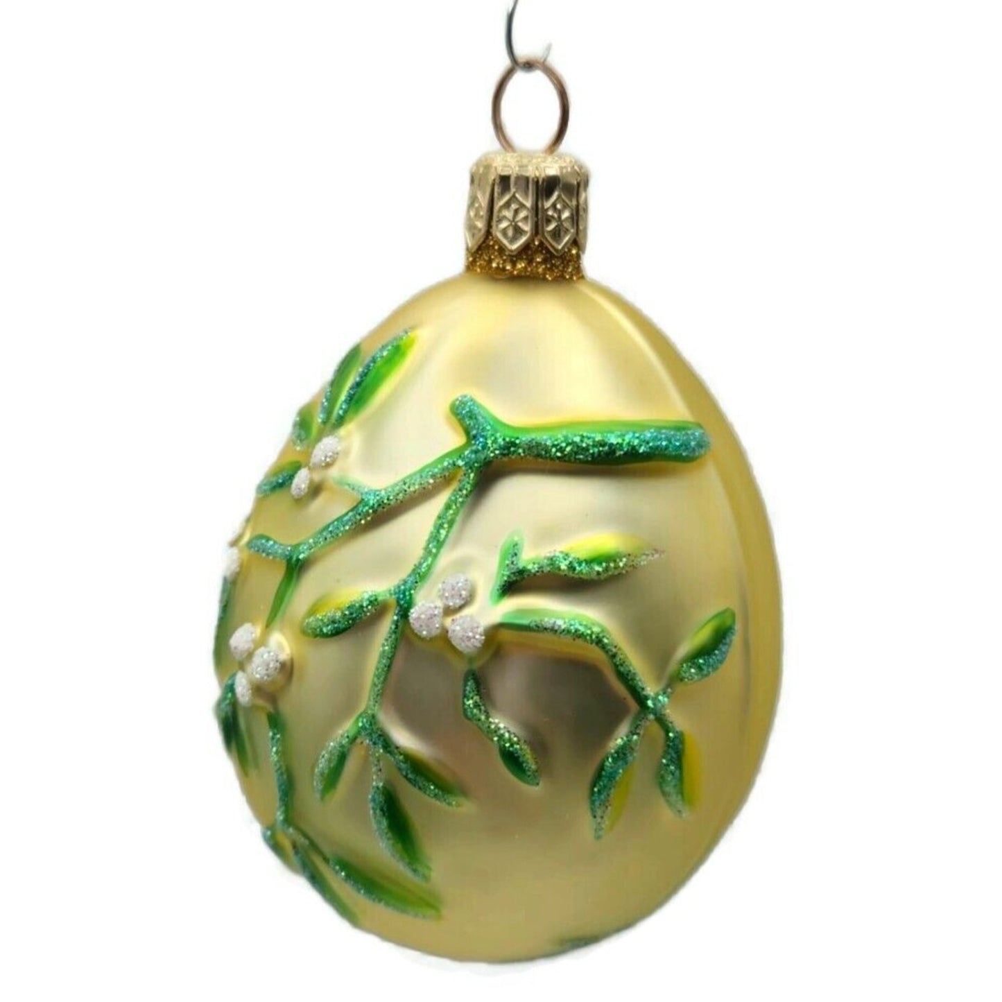 Patricia Breen Mistletoe Egg Gold Matte Heart Christmas Holiday Tree Ornament