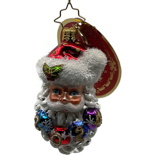 Christopher Radko Ho Ho Happy Year Gem Santa Claus Head Christmas Ornament