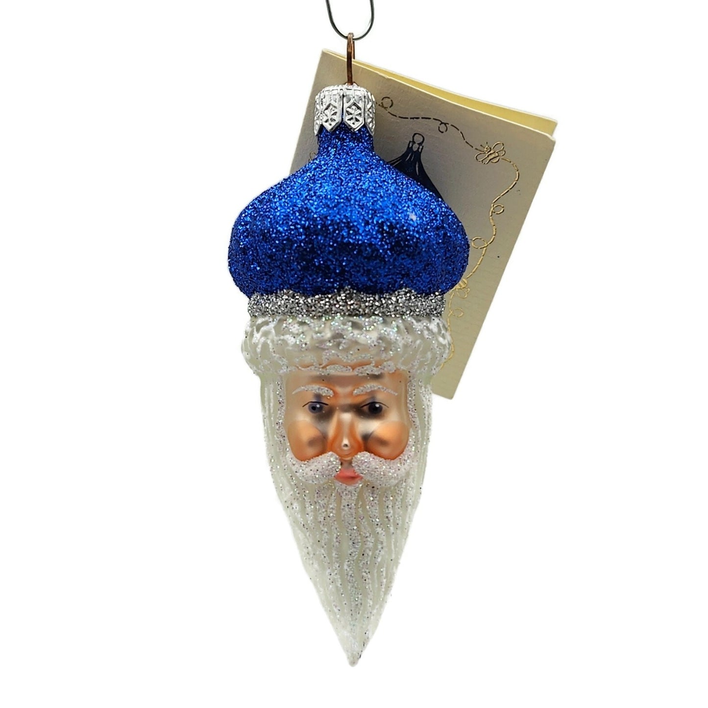 Patricia Breen Miniature Minsk Santa Claus Head Cobalt Christmas Tree Ornament