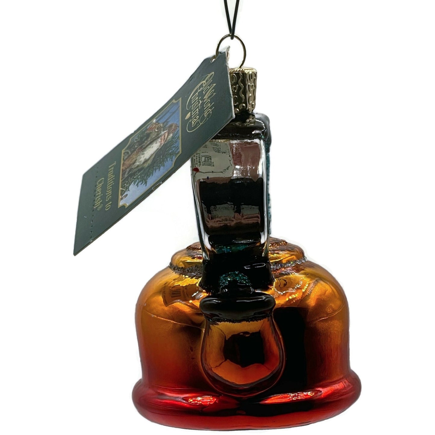 Tea Kettle Ornament Glittered Red Blue OWC Old World Christmas Tree Decor