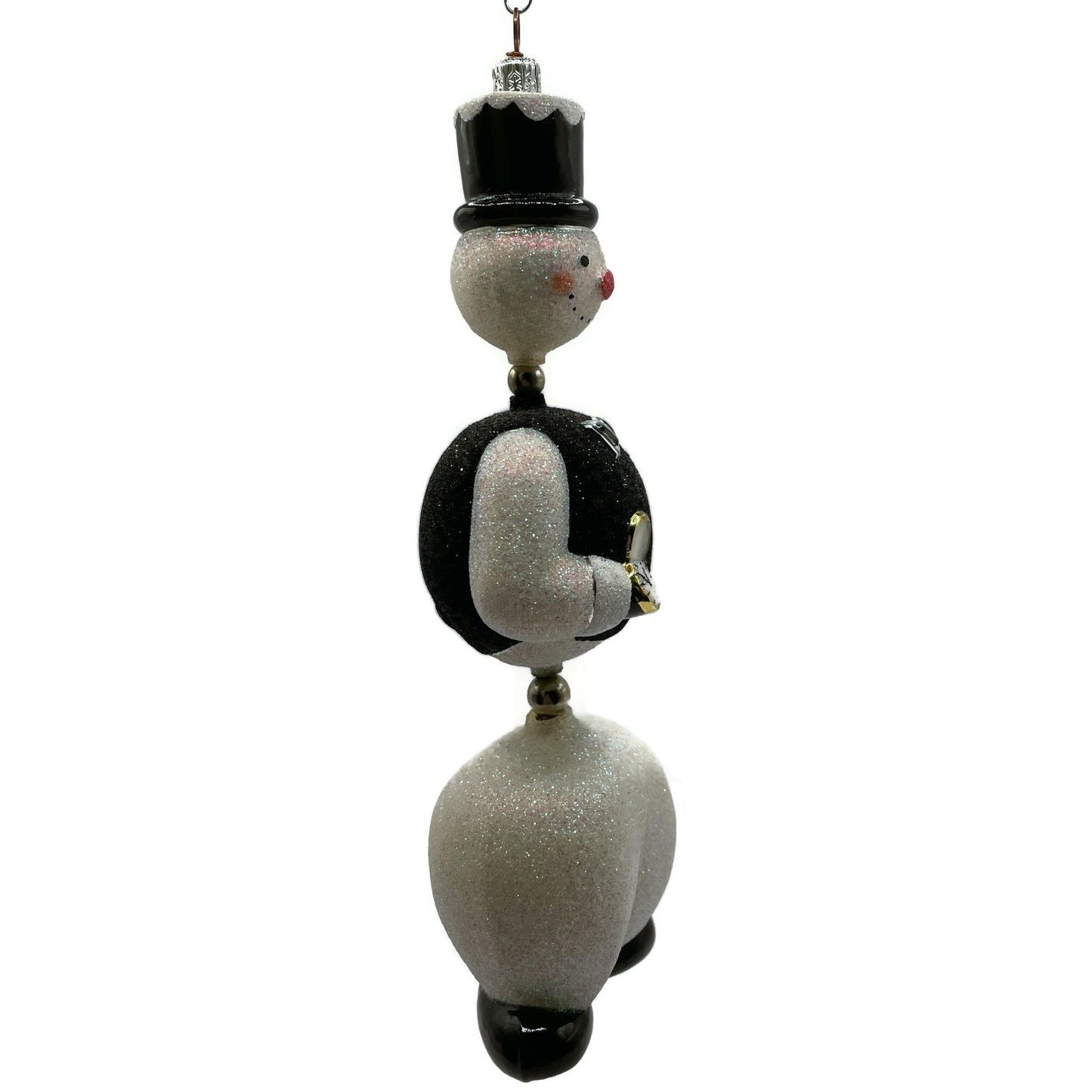 Patricia Breen Kinetic Snowman Black Hat Pearl Christmas Tree Ornament