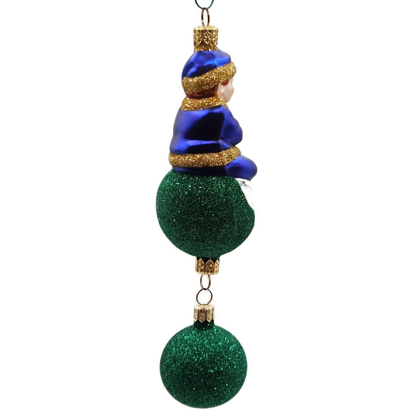 Patricia Breen Jingles the Elf Blue Suit Green Ball Christmas Tree Ornament HCB
