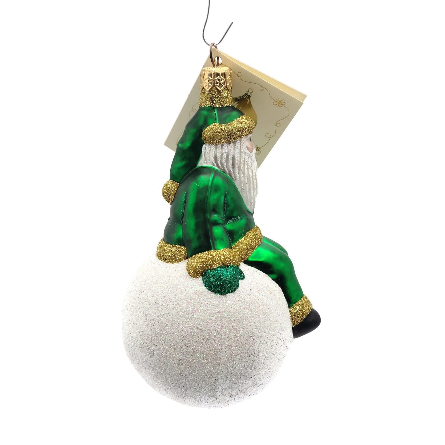 Patricia Breen Snowbound Santa Claus Green Gold Christmas Holiday Tree Ornament