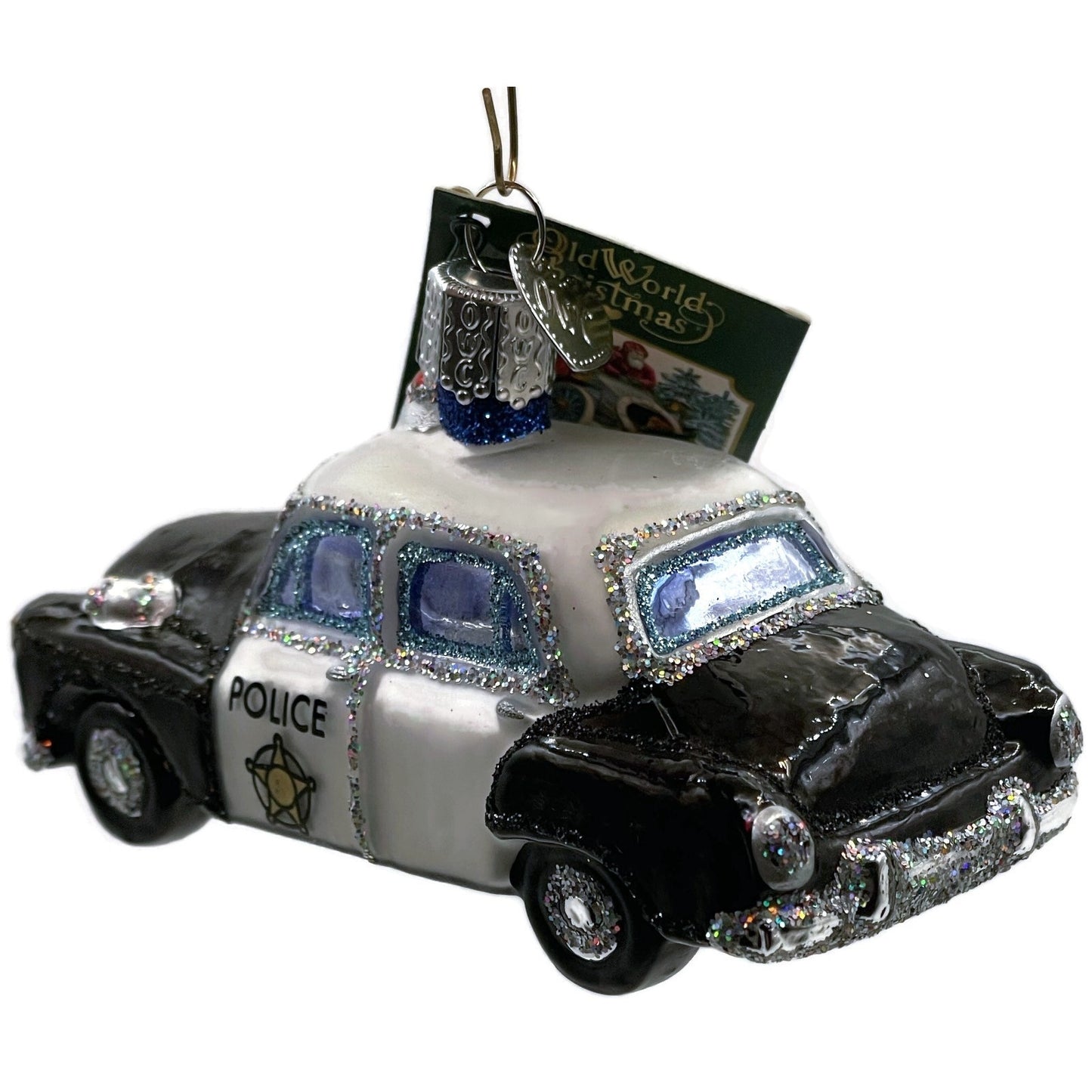 Police Car Ornament OWC Black White Old World Christmas Holiday Tree Decoration