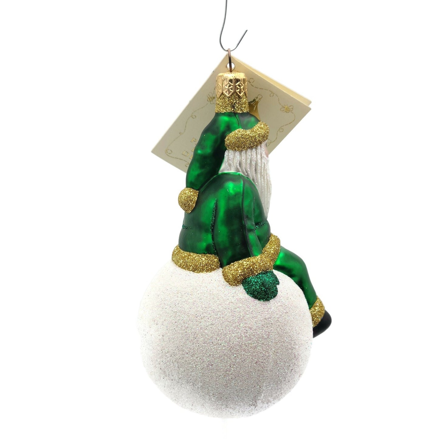 Patricia Breen Snowbound Santa Claus Green Gold Christmas Holiday Tree Ornament