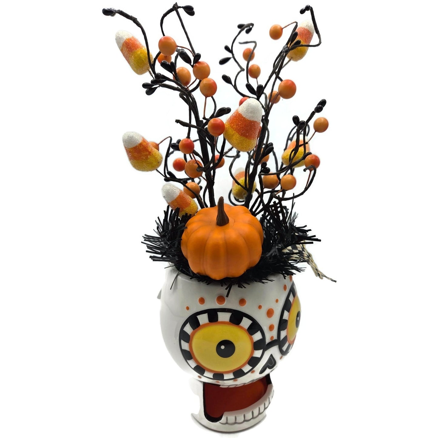 Mackenzie Childs Boo Arrangement Halloween Candy Corn Pumpkin Skull Figurine