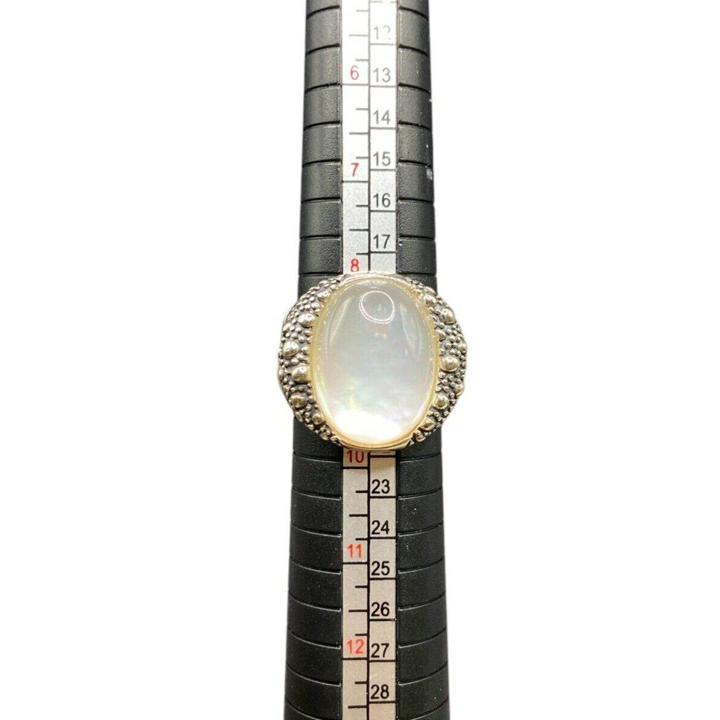 Michael Dawkins Ring 925 Sterling Silver Starry Night Mother of Pearl Dome Sz 9