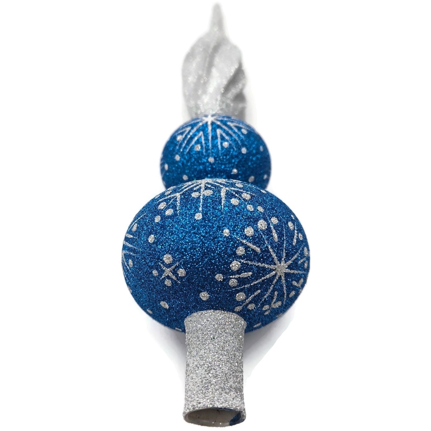 Patricia Breen Miniature Blizzard Finial Blue Silver Snow Christmas Tree Topper