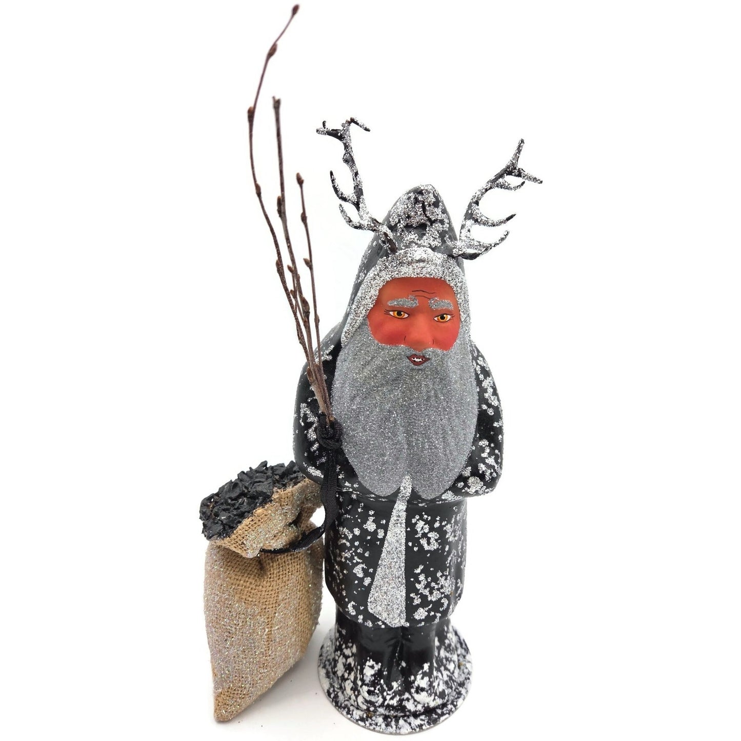 Ino Schaller Krampus Black Coat Coal Paper Mache Container Christmas Halloween