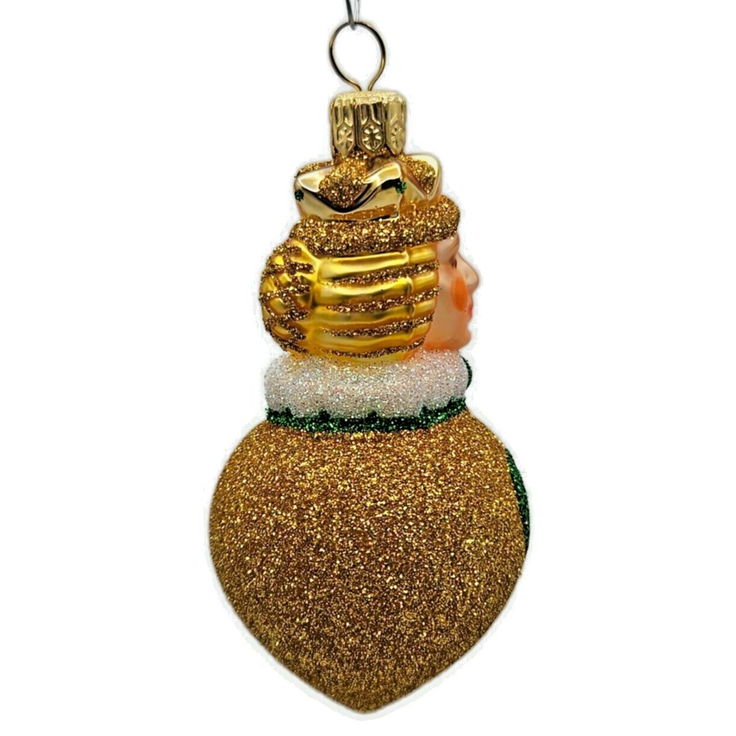 Patricia Breen Miniature Queen of Hearts Green Gold Glittered Christmas Ornament
