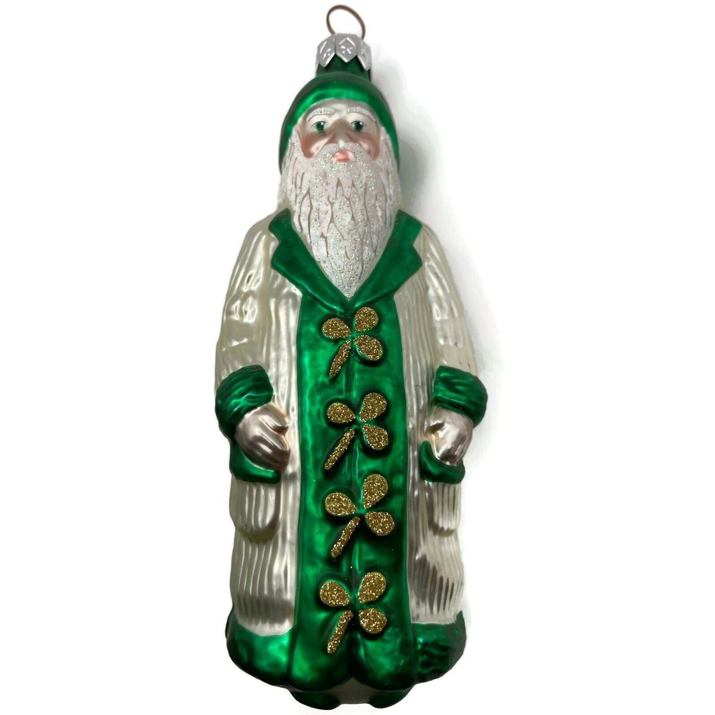 Patricia Breen Clover Santa Claus St Patricks Gold Green Christmas Tree Ornament