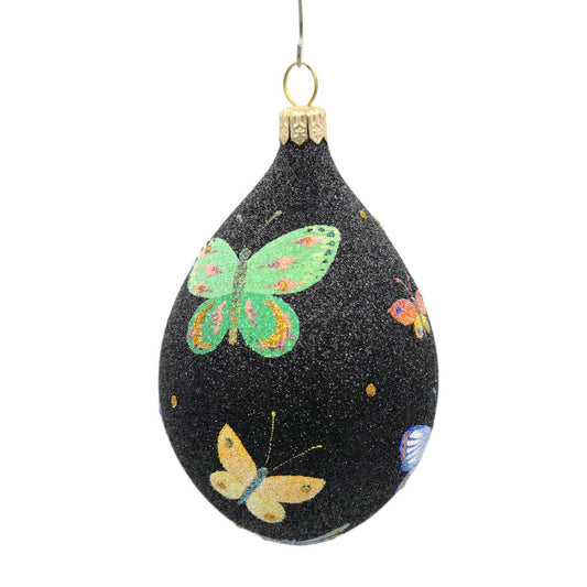 Patricia Breen Butterfly Black Egg Floral Christmas Ornament Neiman Marcus