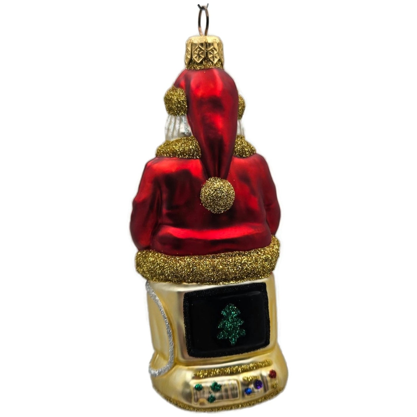 Patricia Breen Cyberspace Santa Red Gold Silver Mouse Christmas Tree Ornament