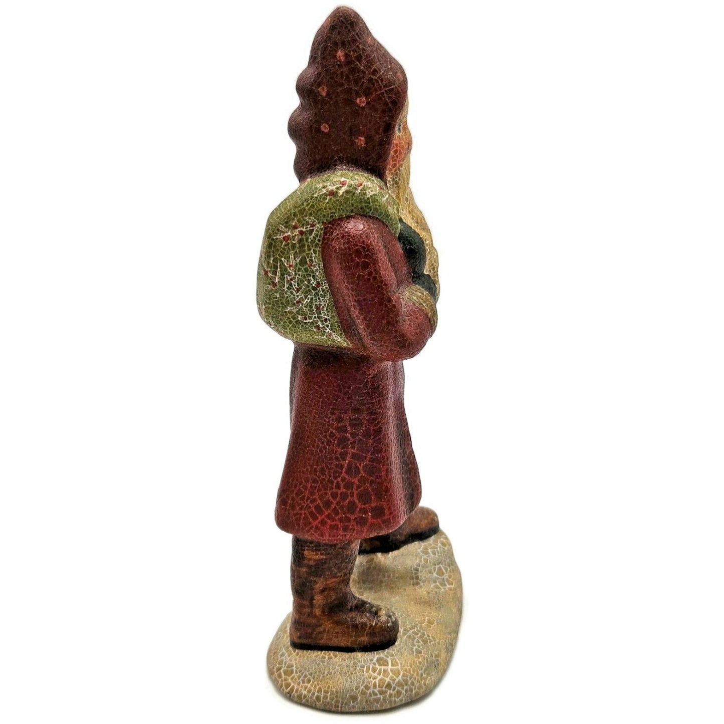 Vaillancourt Striding Belsnickel With Bag Folk Art Chalkware Christmas Figurine