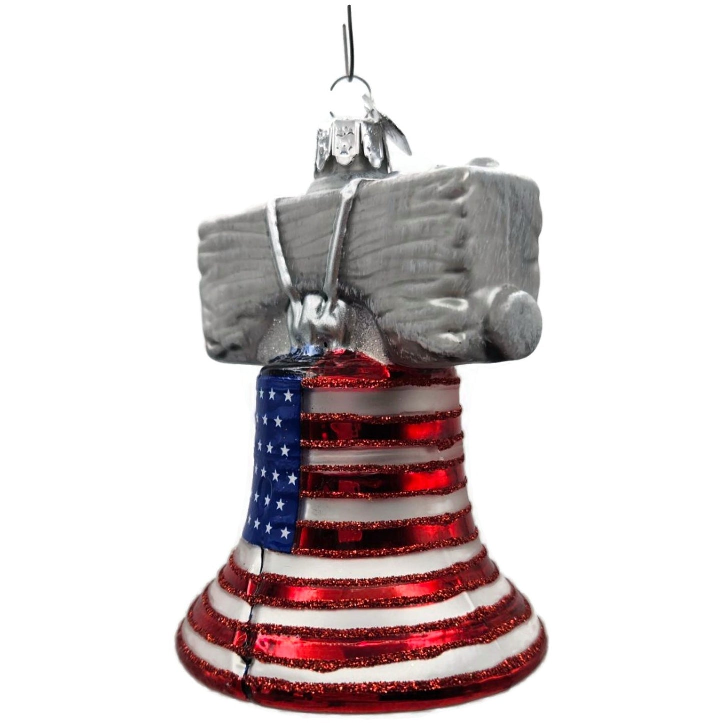 Liberty Bell Patriotic July 4th Christmas Ornament Kurt Adler Noble Gems Red
