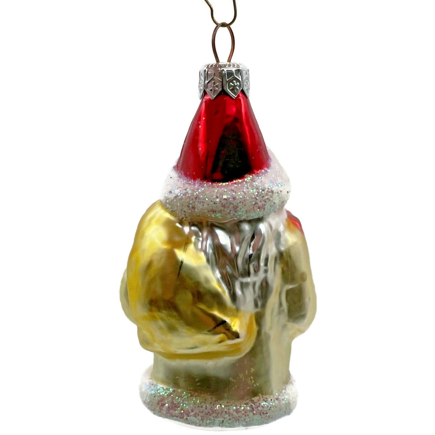 Christopher Radko Santa Claus In Yellow Gift Bag Christmas Tree Ornament 92-065