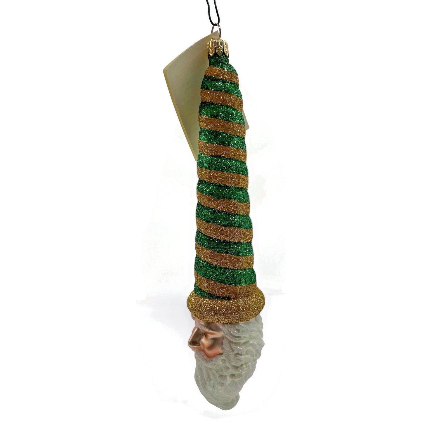 Patricia Breen Ornament Sucre Santa Green Gold Striped Christmas Holiday Tree