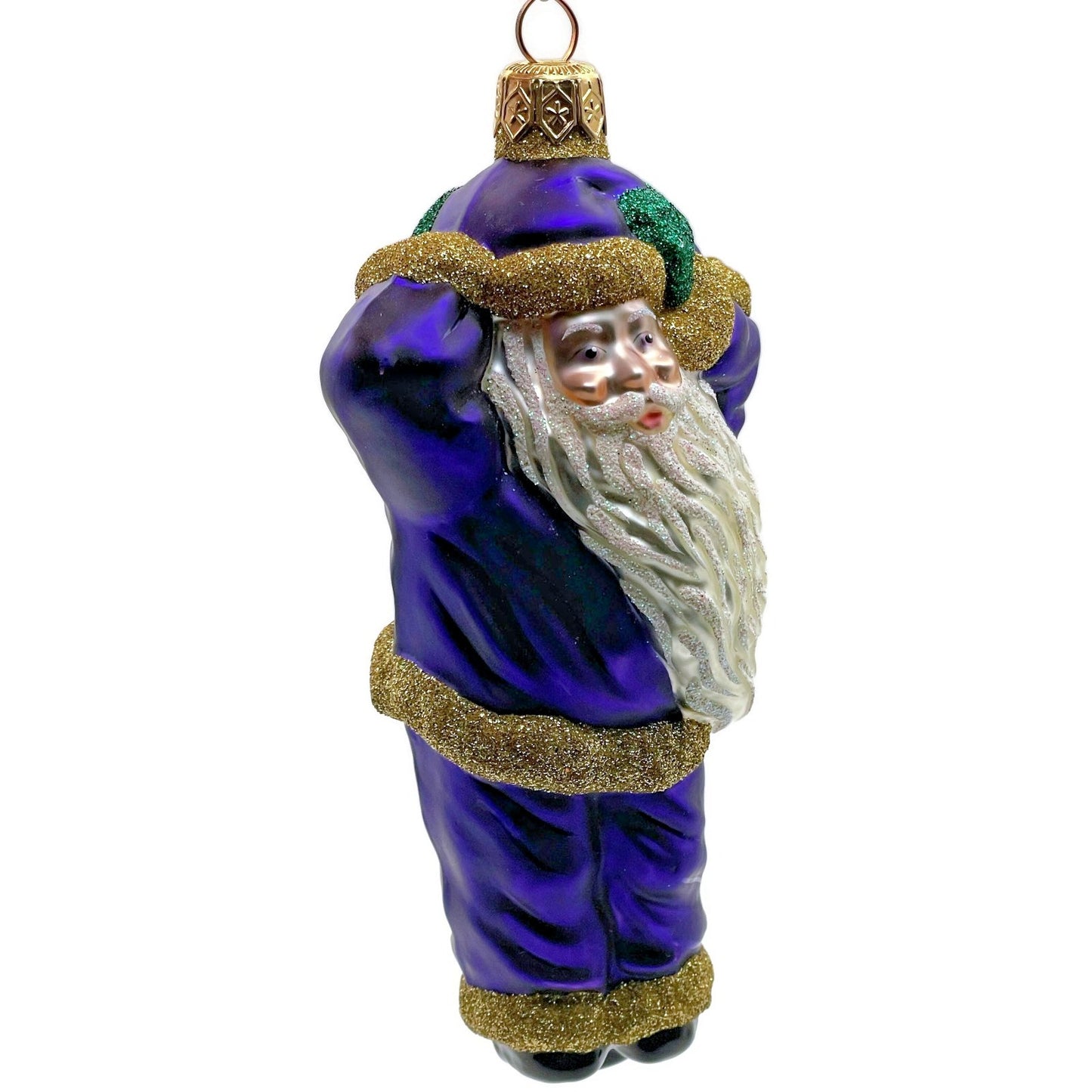 Patricia Breen Hold Onto Your Hat Purple Santa Claus Christmas Tree Ornament
