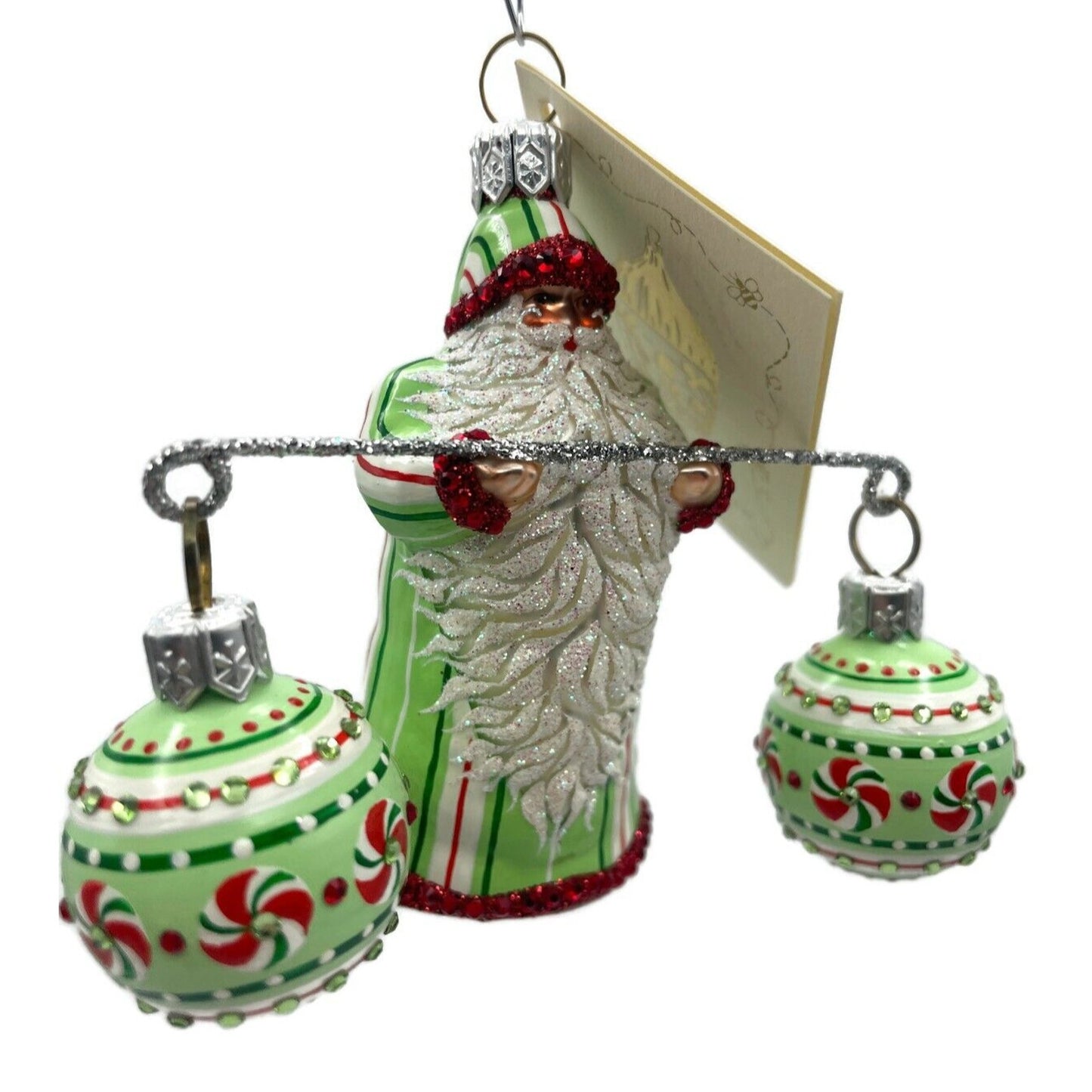 Patricia Breen Balance Peppermints Striped Santa Claus Christmas Tree Ornament