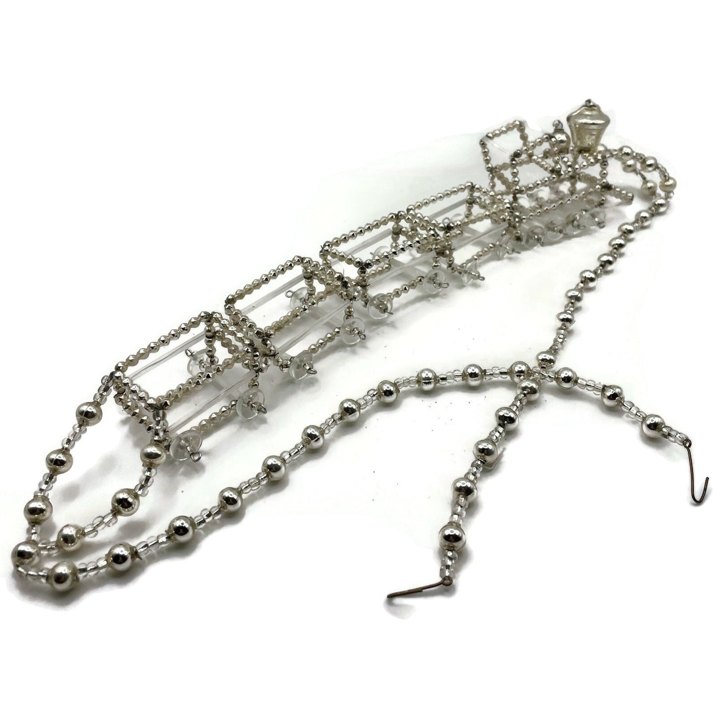 Christopher Radko Locomotive Garland Silver Train Czech Beaded Christmas 92-216