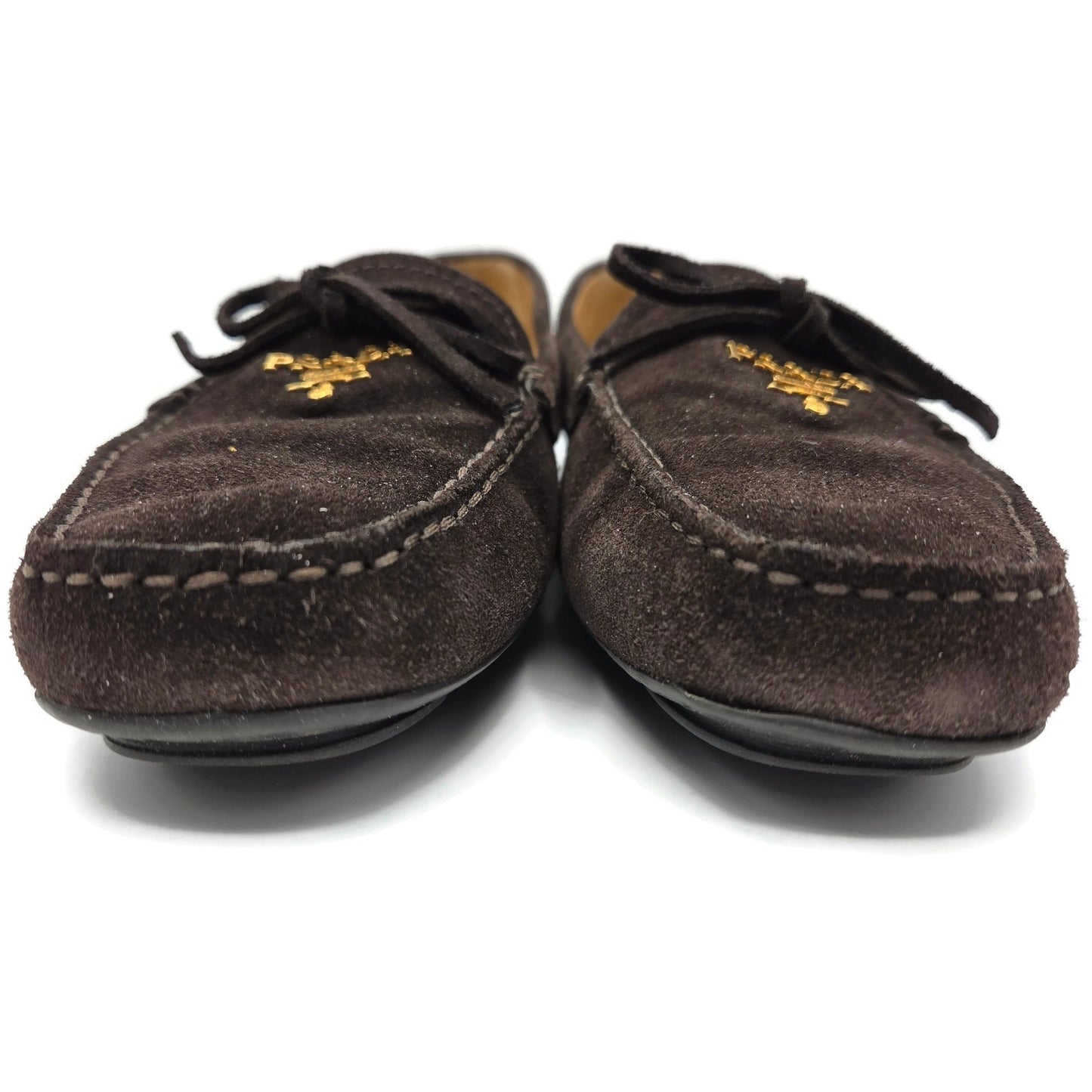 Prada Women’s Loafers Ebano Brown Suede Scamosciato Driving Shoes Itialian