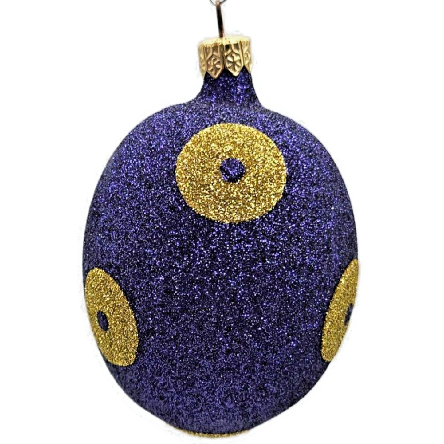 Patricia Breen Egg Purple Gold Polka Dot Glitter Easter Christmas Tree Ornament