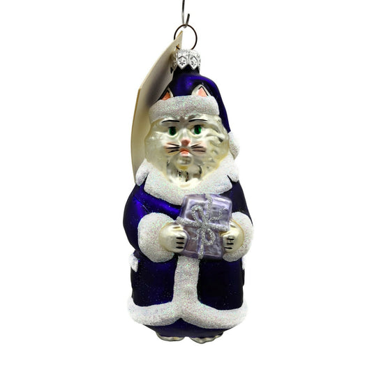 Patricia Breen Kitty Claus Purple Matte White Cat Christmas Holiday Ornament