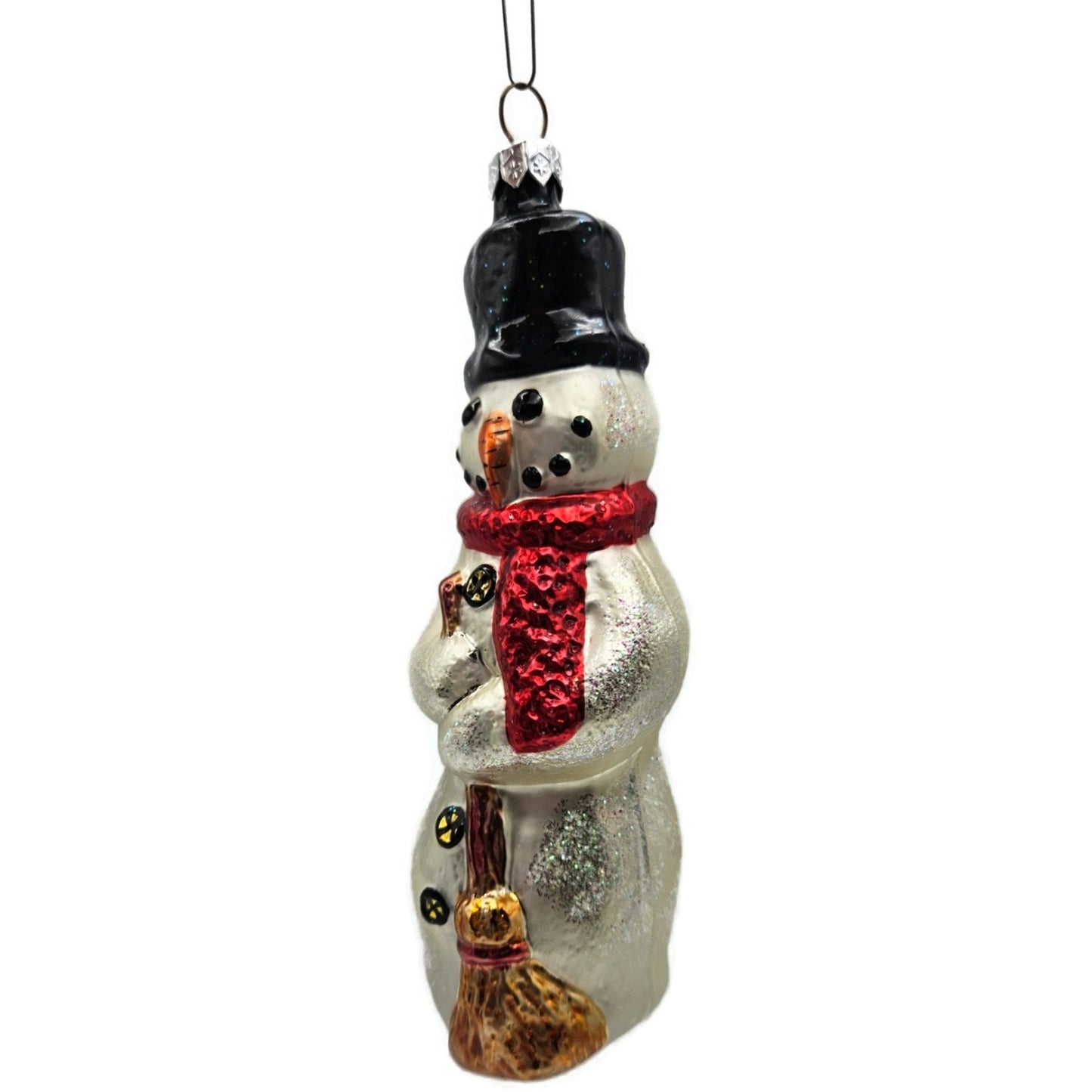 Christopher Radko Snowman With Broom Red Scarf Christmas Tree Ornament