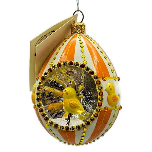 Patricia Breen Oeuf Sucre Chicks Easter Egg Striped Christmas Holiday Ornament