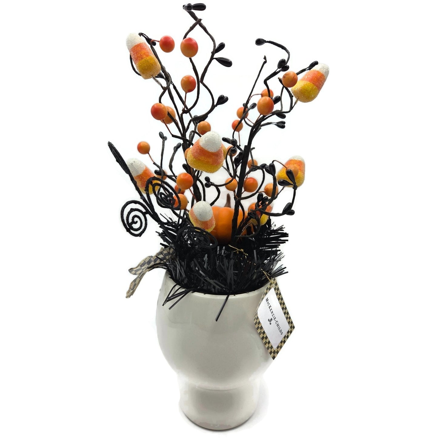 Mackenzie Childs Boo Arrangement Halloween Candy Corn Pumpkin Skull Figurine