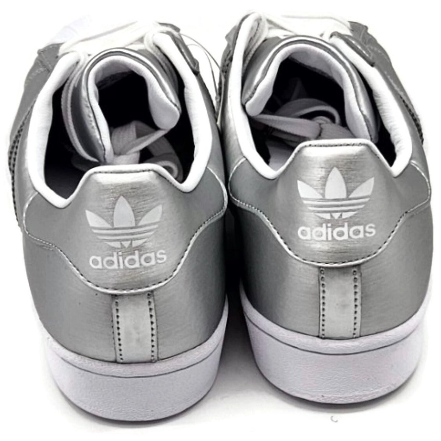 Adidas Superstar Silver Metallic Leather Shoes Ladies Size 9 Shell Toe FY1155