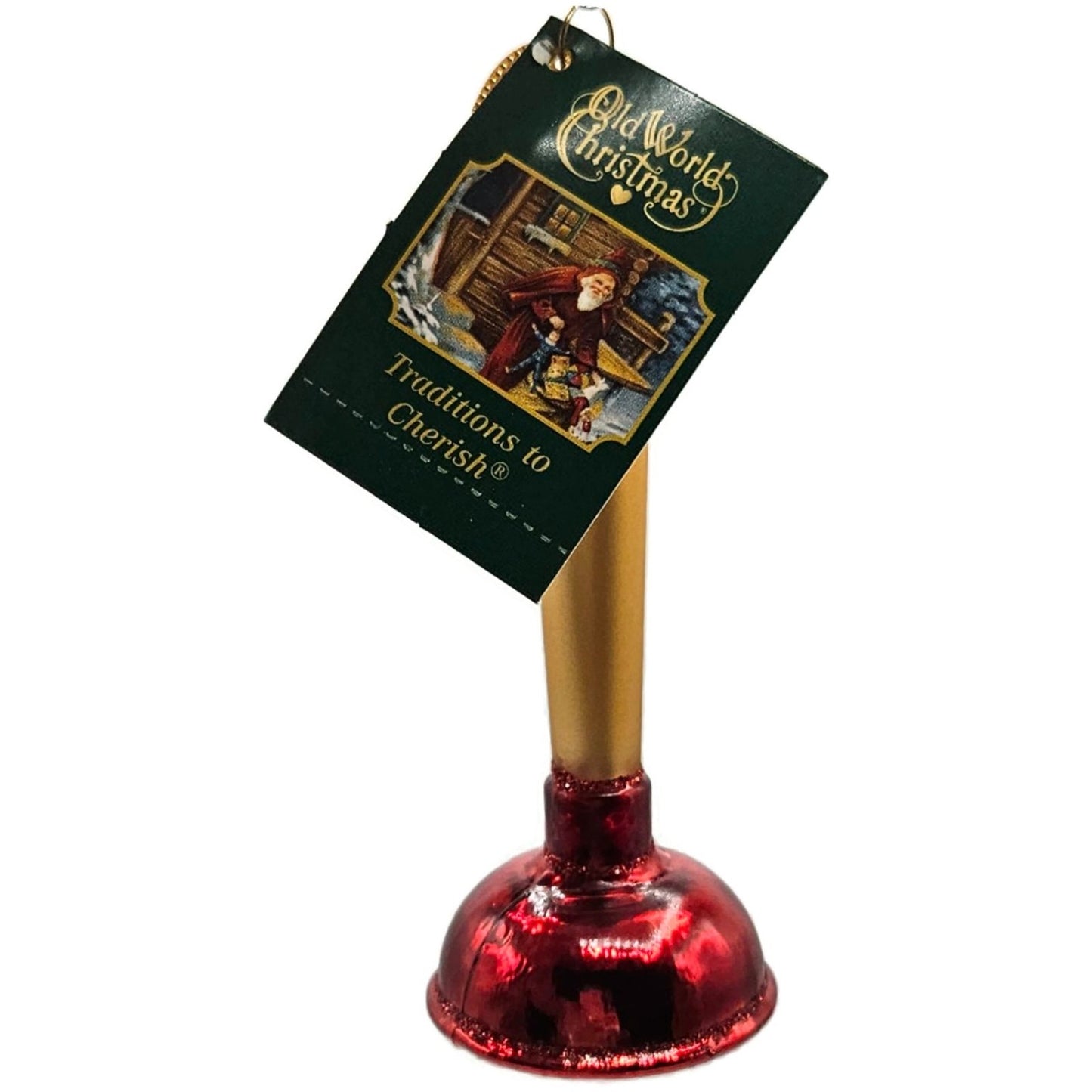 Toilet Plunger Plumbing Tool OWC Old World Christmas Holiday Tree Ornament Glass