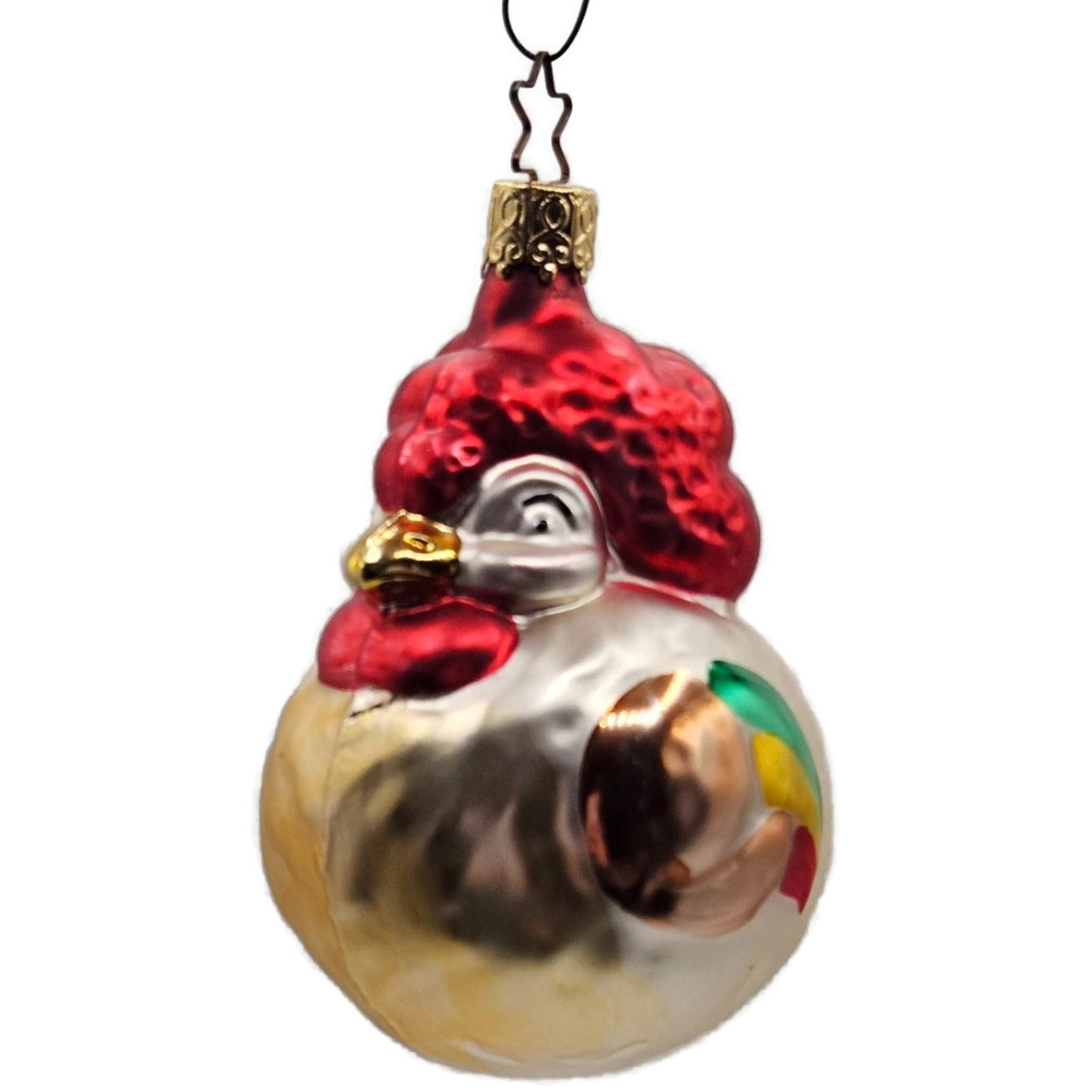 Inge Glas Proud Rooster Old World Christmas Hand Blown Glass Holiday Ornament