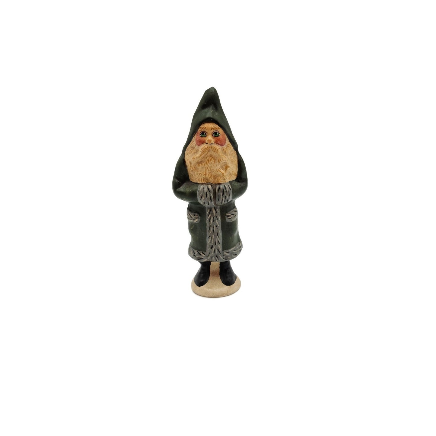 Vaillancourt Belsnickel with Green Coat Tammy Lajoie Signed Chalkware Figurine