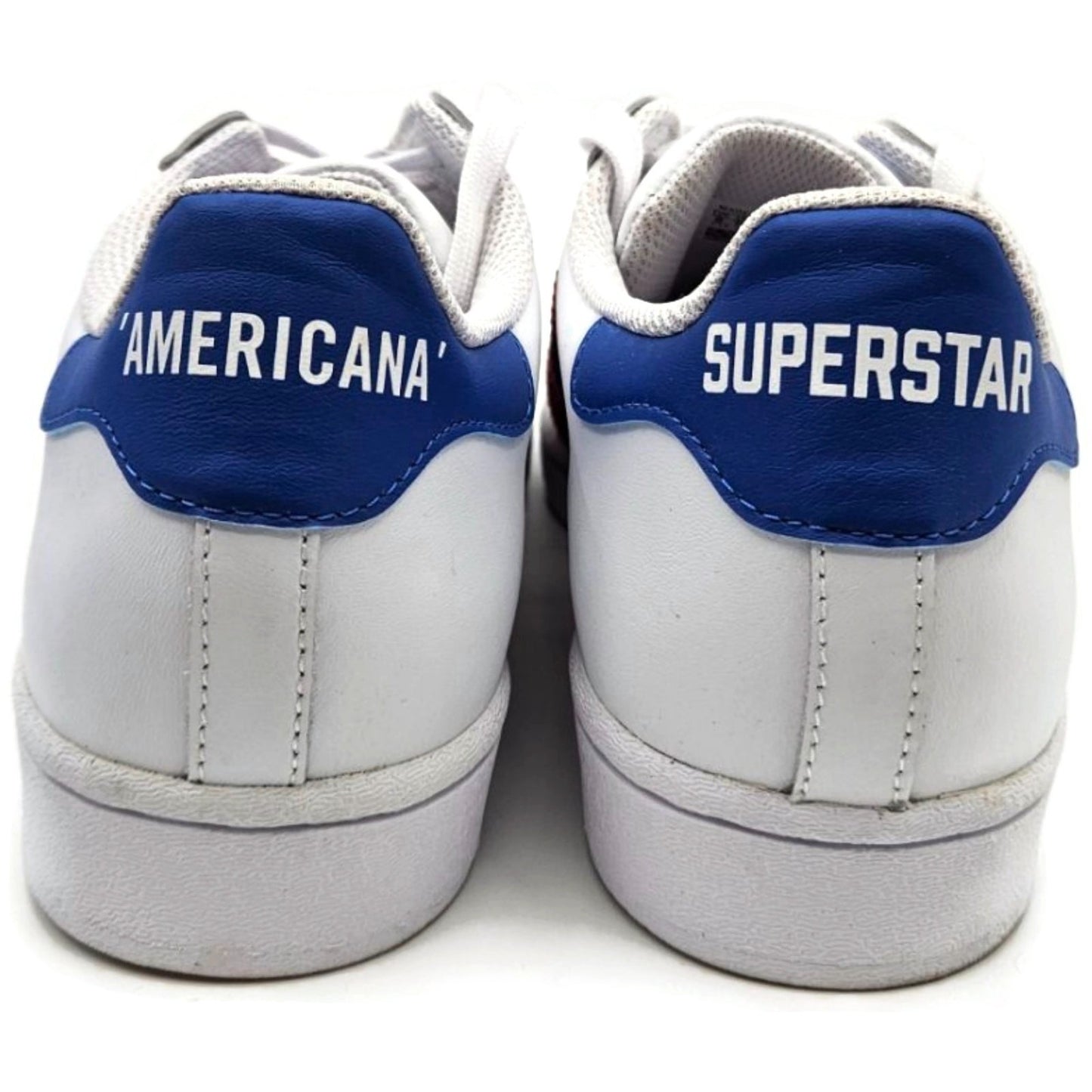 Adidas Superstar White Red Blue Stripe Shoes Ladies Size 9 Shell Toe AC7162