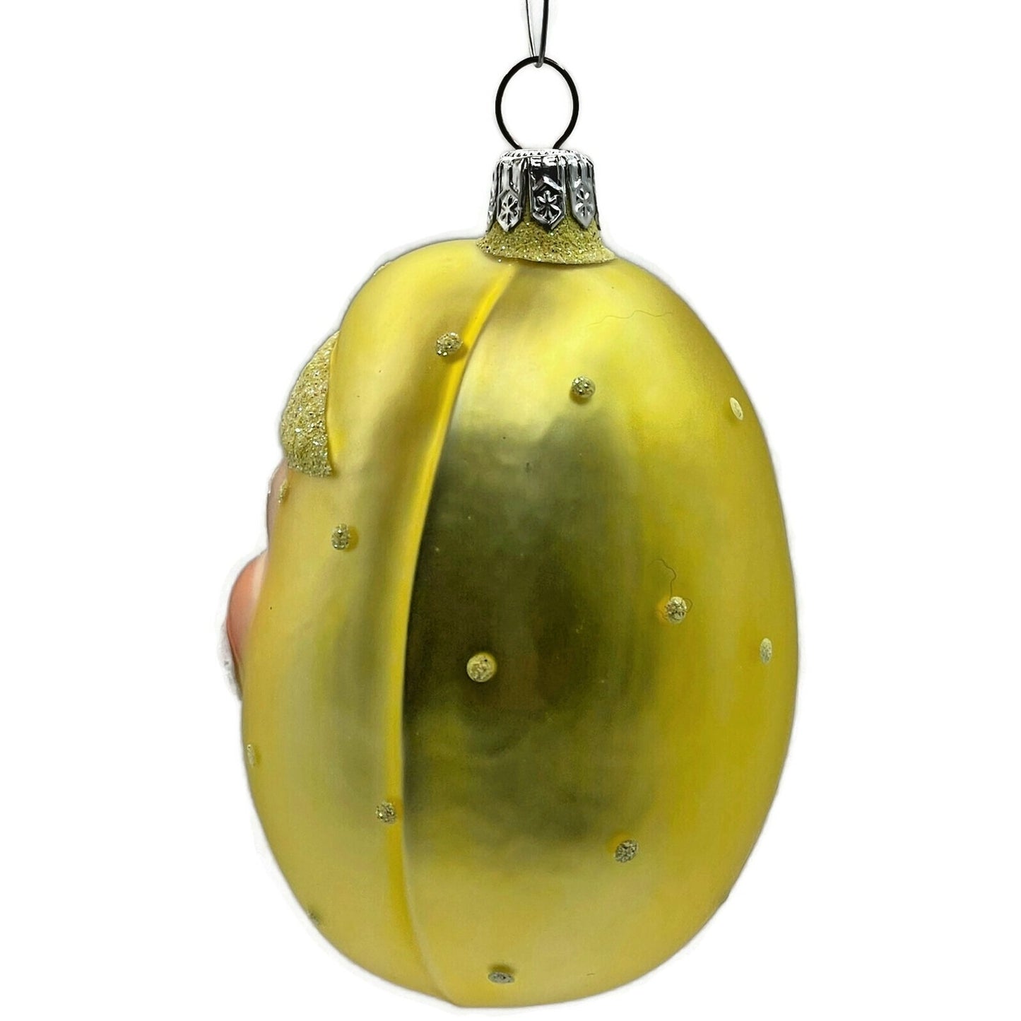 Patricia Breen Jelly Bean Santa Claus Yellow Matte Glittered Polka Dot Ornament