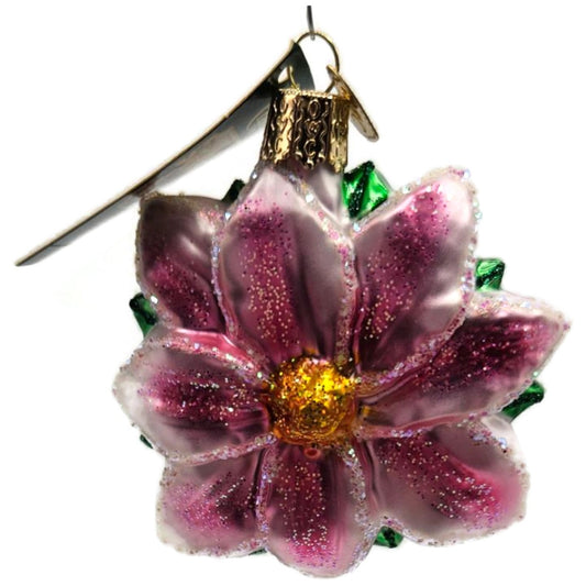 Clematis Pink Flower Floral Glass OWC Old World Christmas Holiday Tree Ornament
