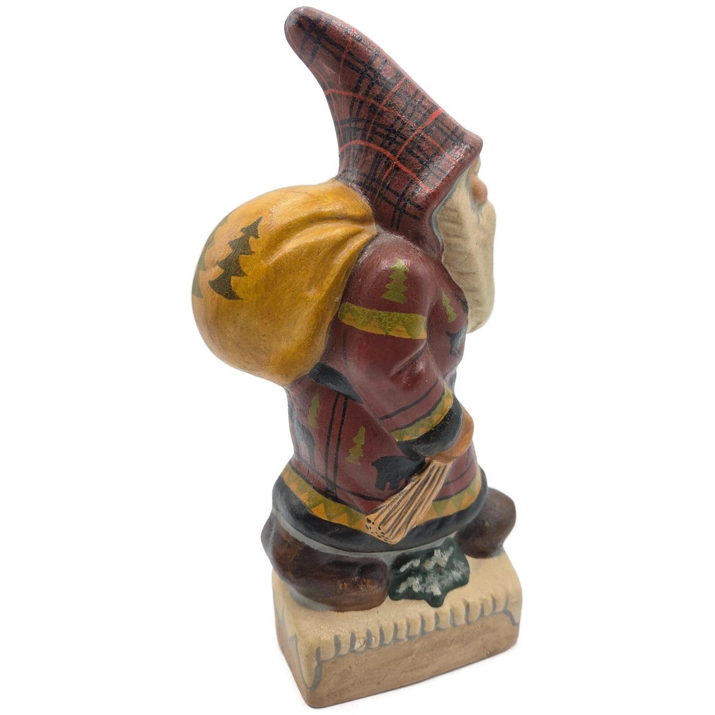 Vaillancourt Father Christmas with Wildlife Coat Chalkware Christmas Figurine